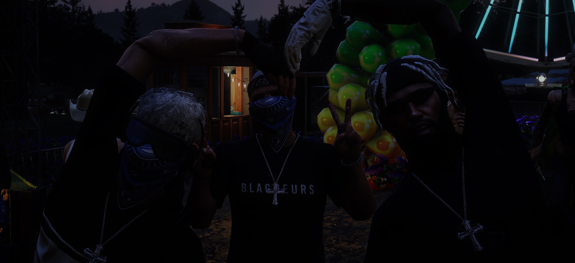 Three friends forming a heart on the grounds